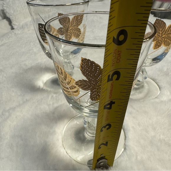Libbey MCM Vintage Gold Leaf Stemmed Sherbet Liquor Champagne Cocktail Glasses - Picture 9 of 10